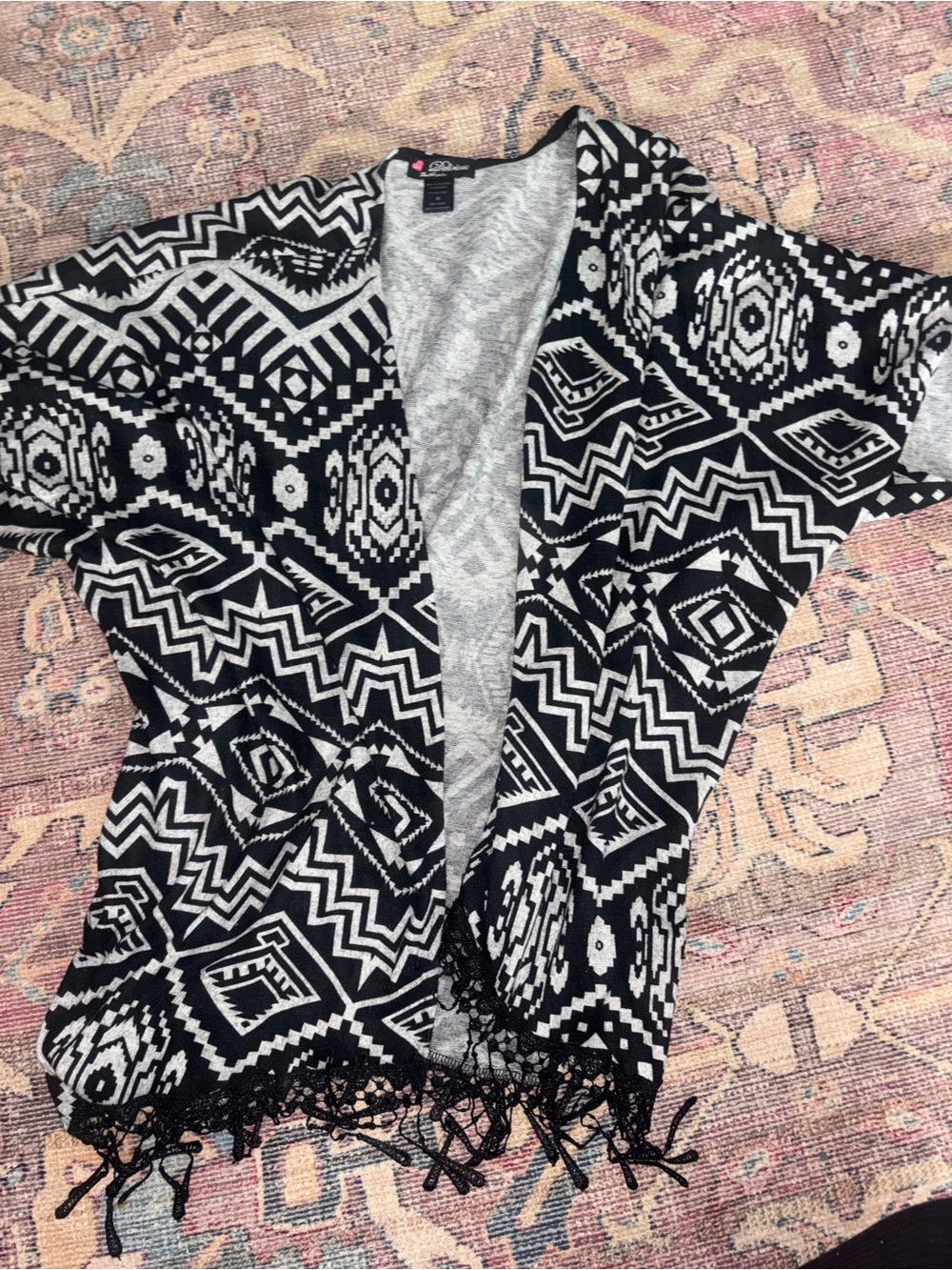 Grey and black pattern shawl cardigan